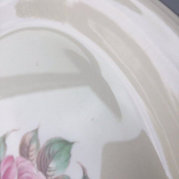 Edwin M Knowles Serving Dish Pink Yellow Floral Flower Tray Platter Plate USA - Picture 10 of 12